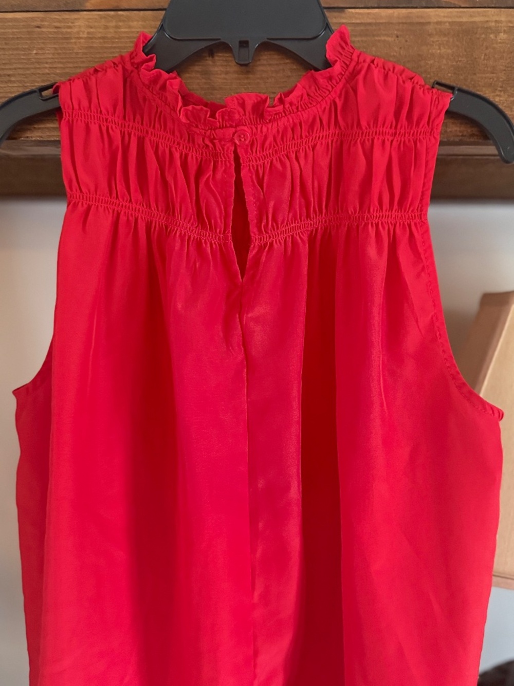 Joie Ruffle Neck Sleeveless Top - Cayenne Red - Small - Picture 4 of 5